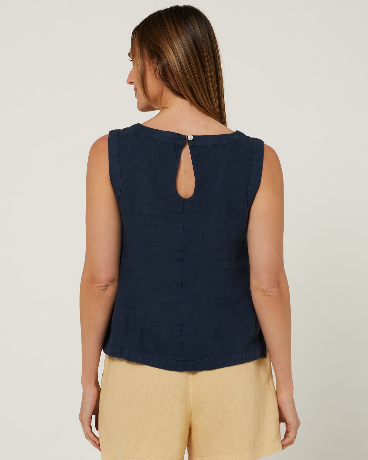 Pilbara - Women's Gabriella Linen Singlet - Navy