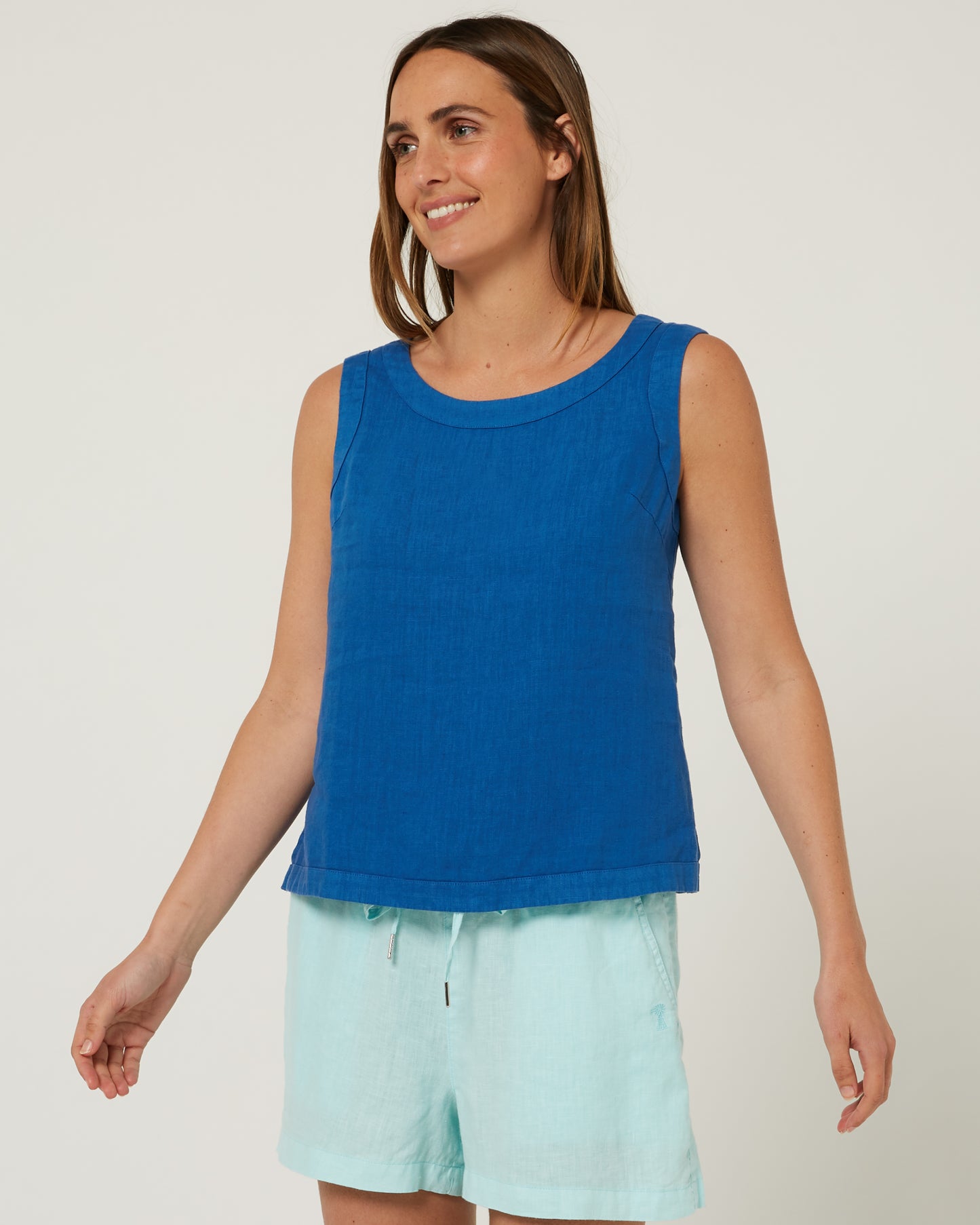 Pilbara - Women's Gabriella Linen Singlet - Deep Blue