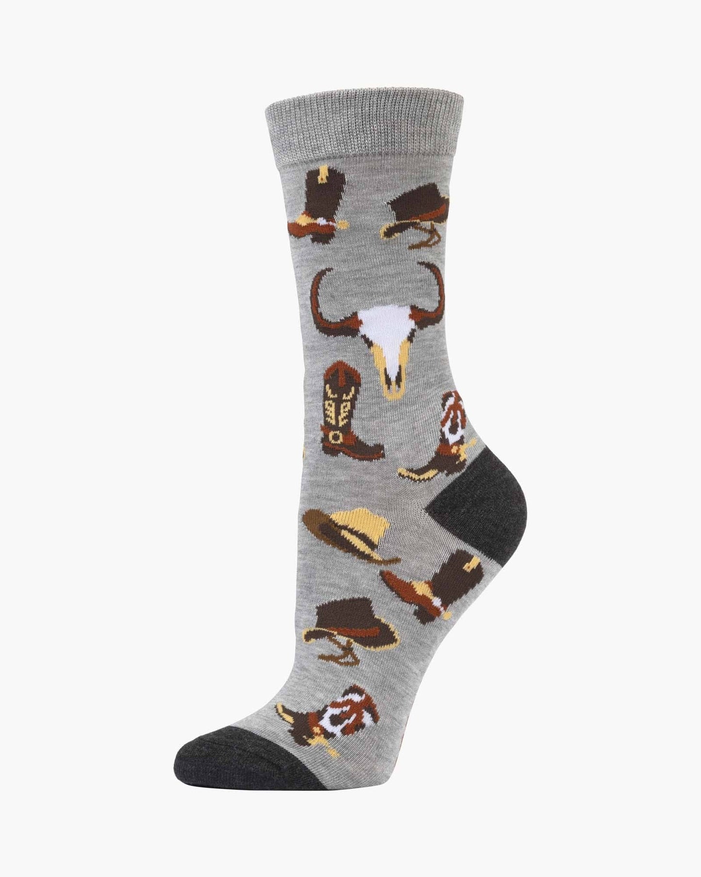 Bamboozld - Womens Cowboy Boots & Spurs Bamboo Sock - Grey