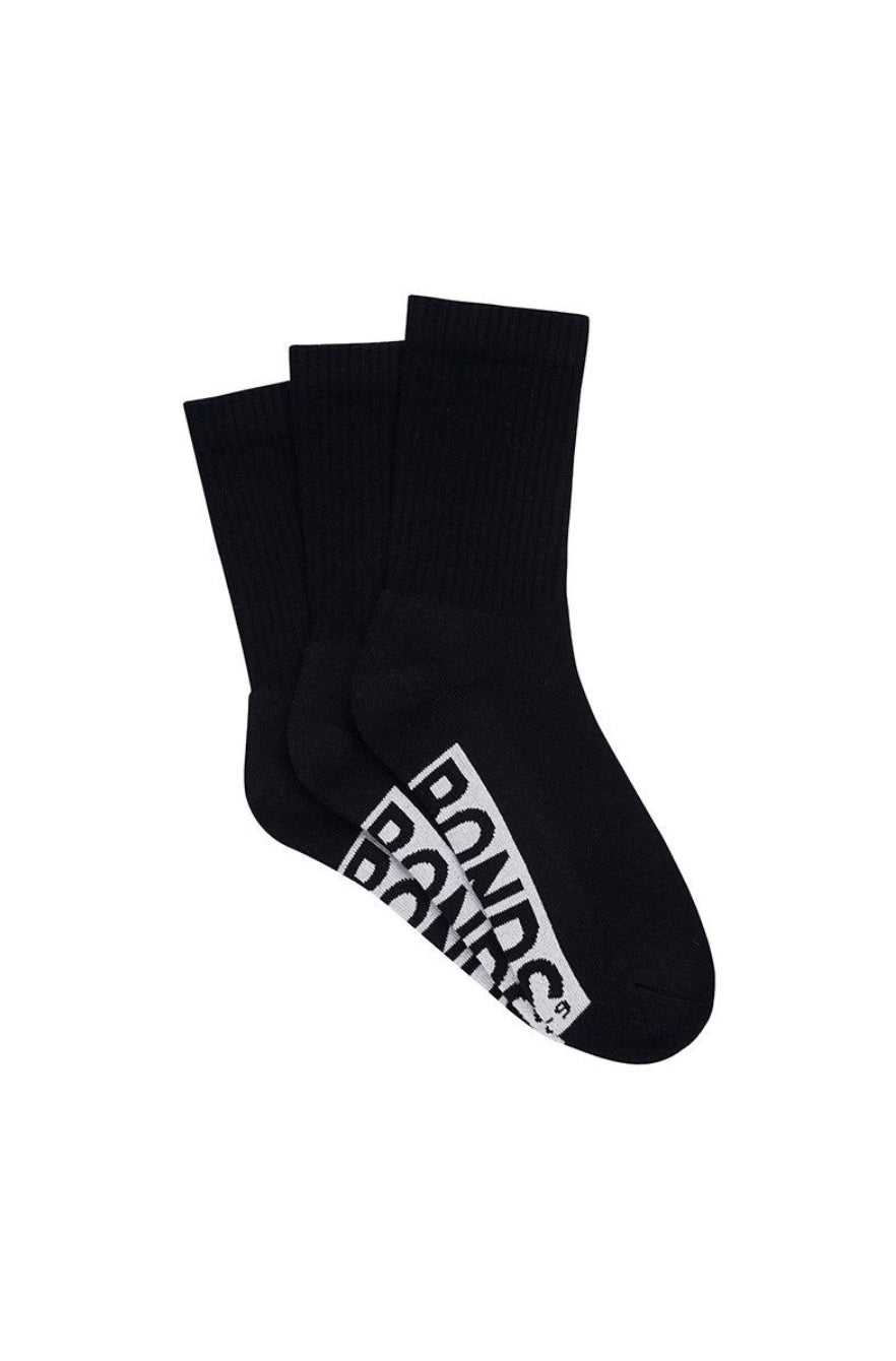 Bonds - Mens Logo Crew Socks 3 Pack - Black