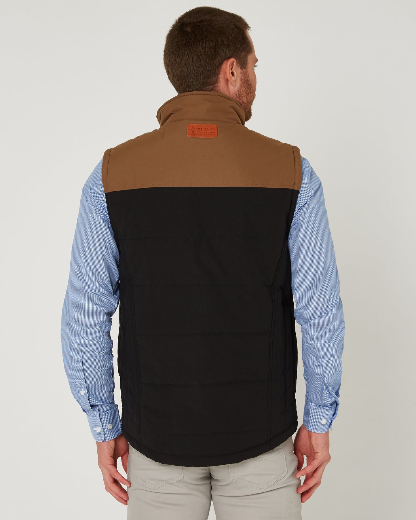 Pilbara - Mens Two-Tone Vest-  Black/Whisky