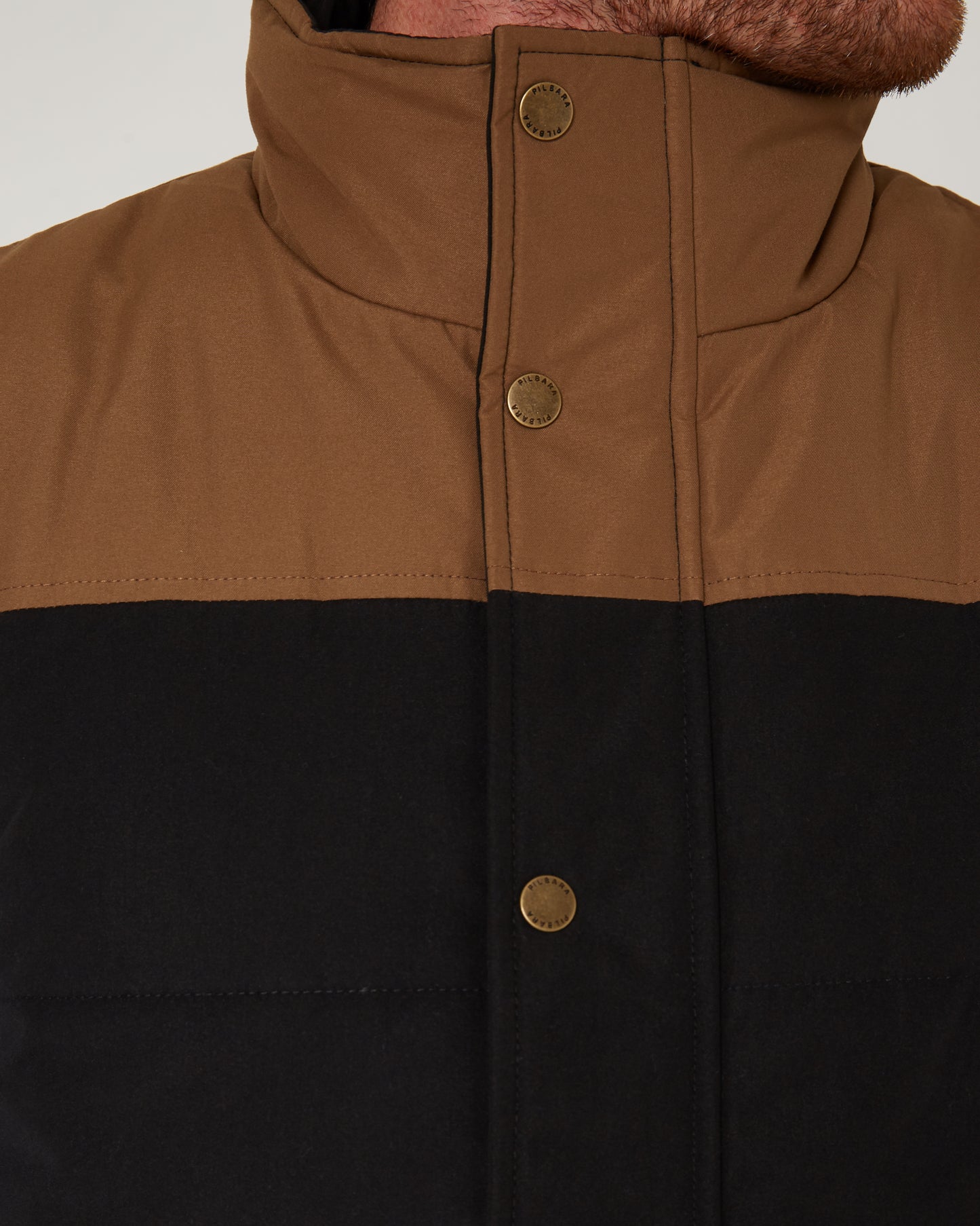 Pilbara - Mens Two-Tone Vest-  Black/Whisky