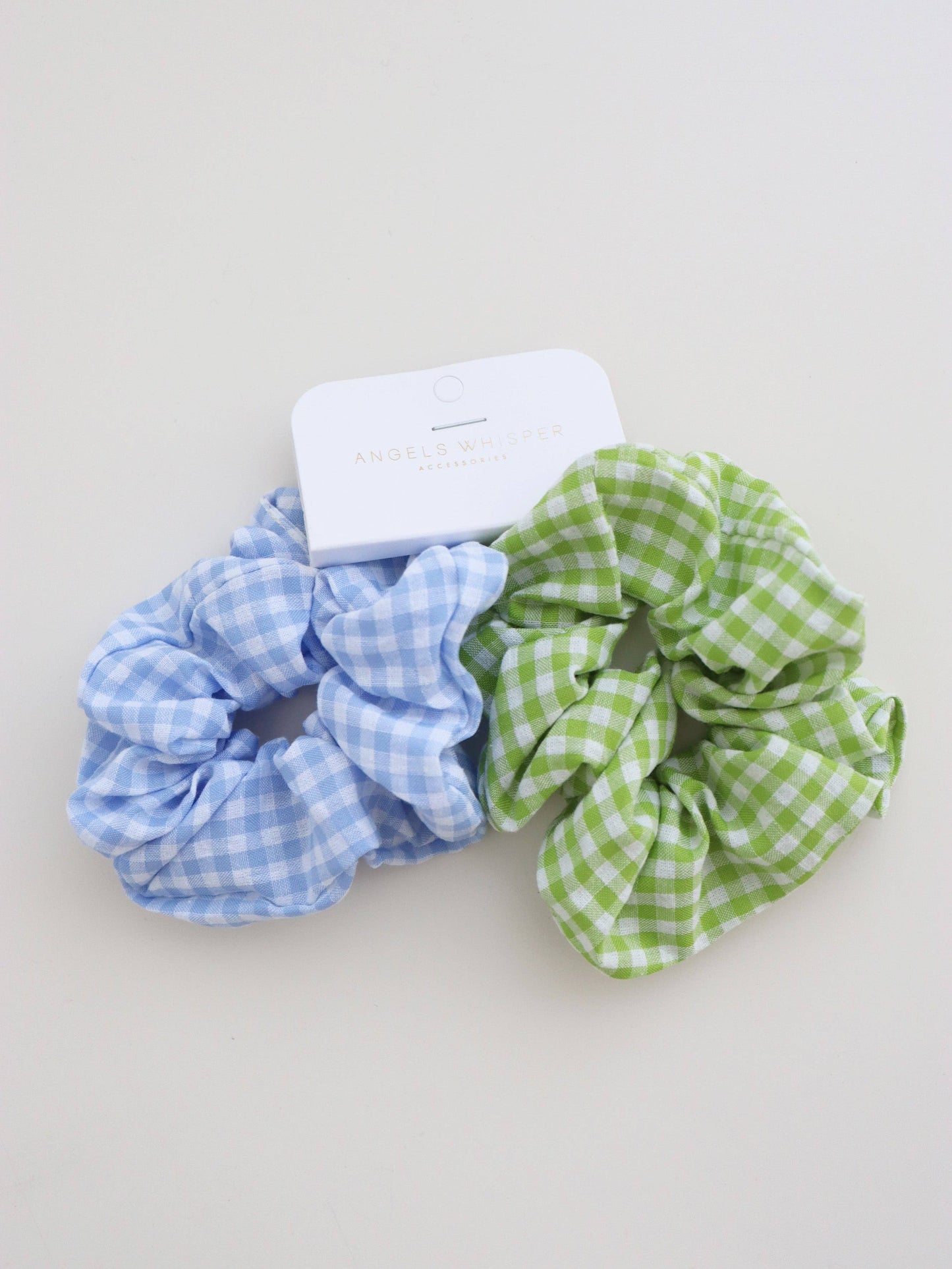 Angels Whisper Accessories - Gingham Scrunchies 2 Pack Set - Berry