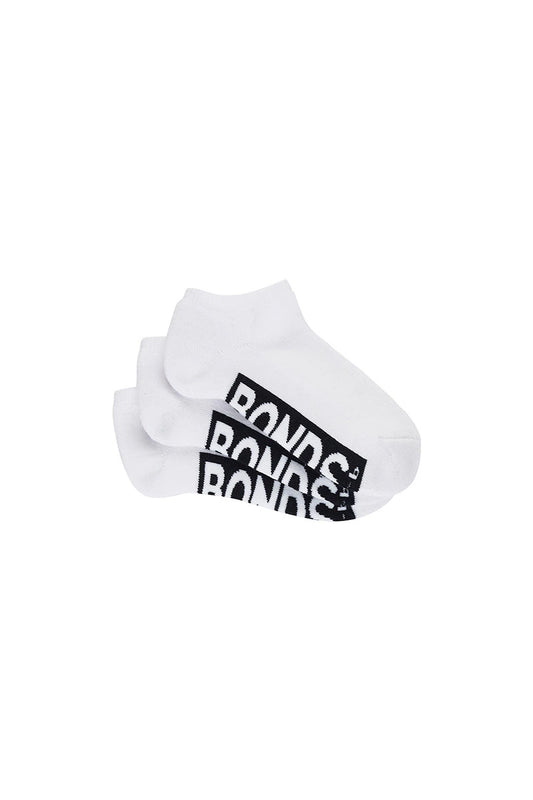 Bonds - Kids Logo Cushioned Low Cut Socks 3 Pack - White