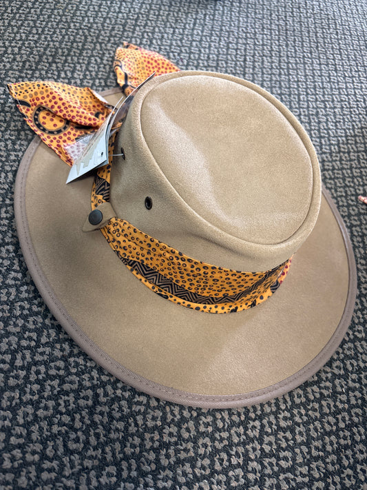 BARMAH HATS -  1066MA - Mocca with indigenous scarf