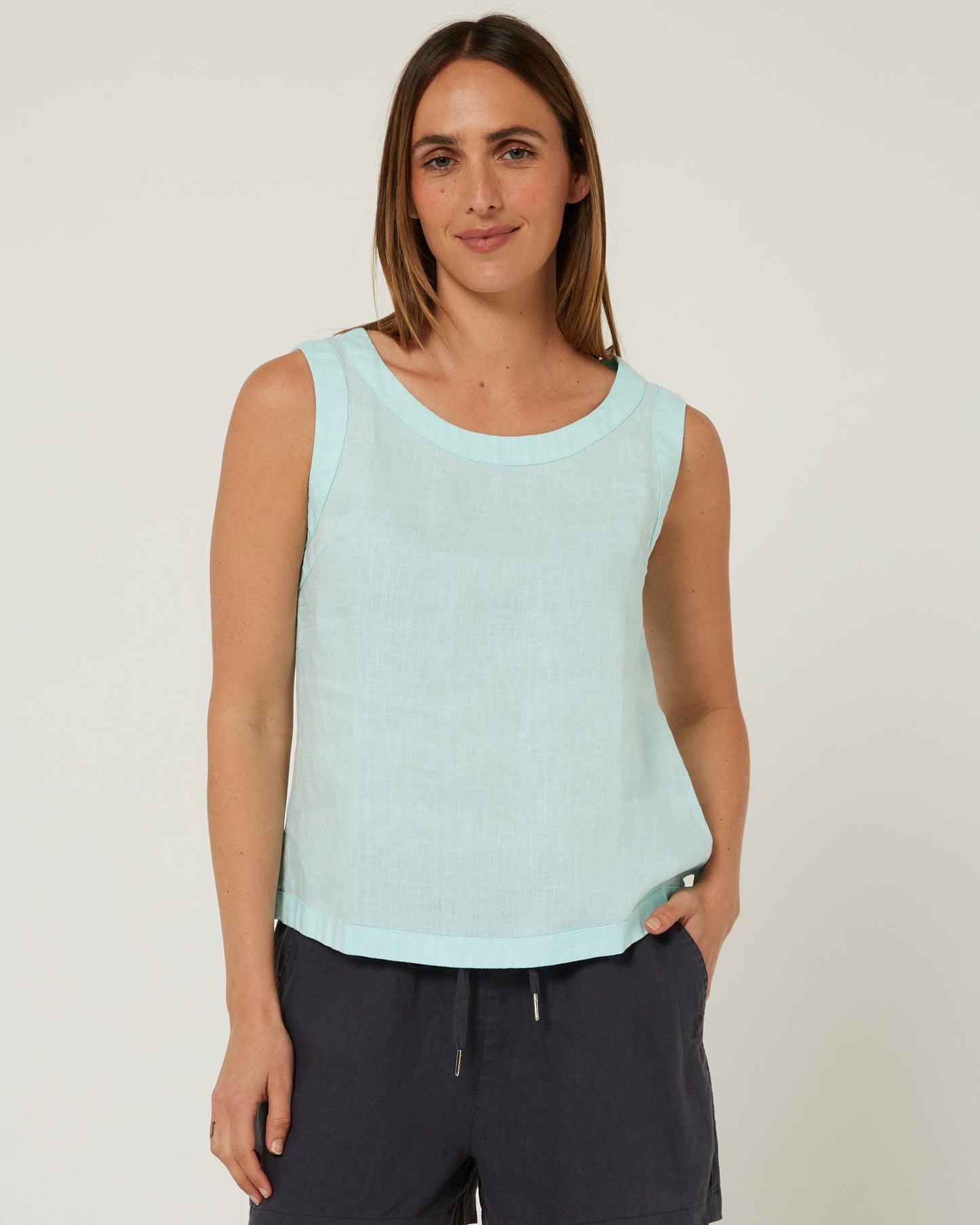 Pilbara - Women's Gabriella Linen Singlet - Limpet Shell