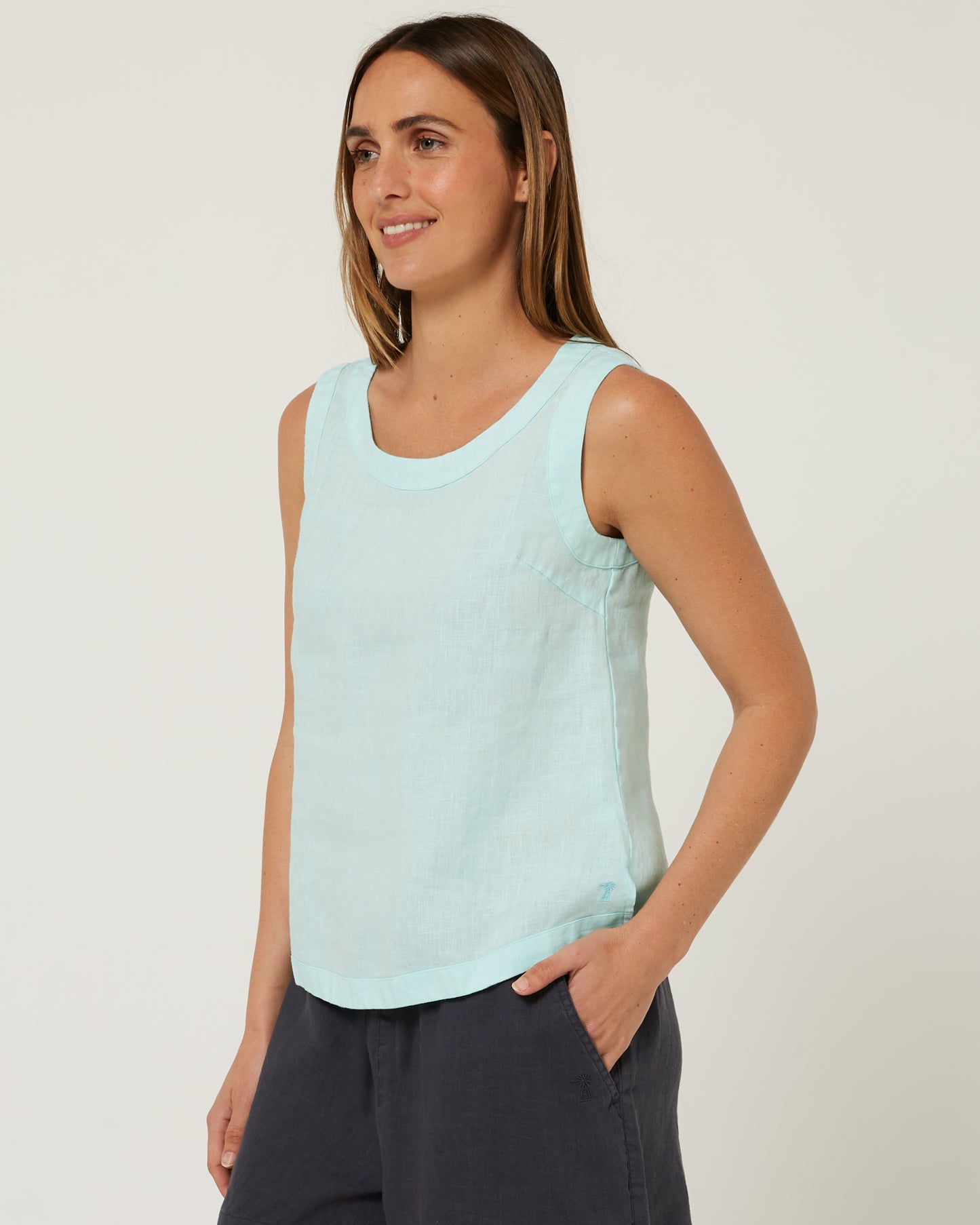 Pilbara - Women's Gabriella Linen Singlet - Limpet Shell
