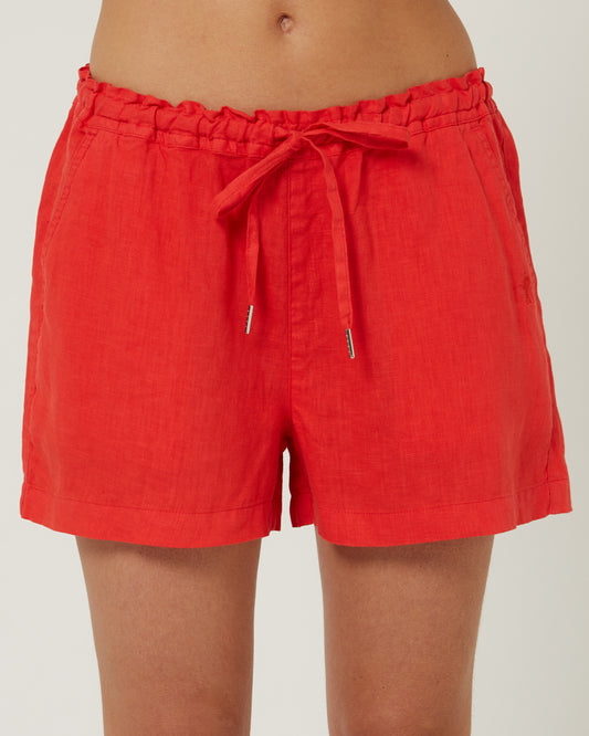 Pilbara - Womens Olivia Linen Short - Hibiscus