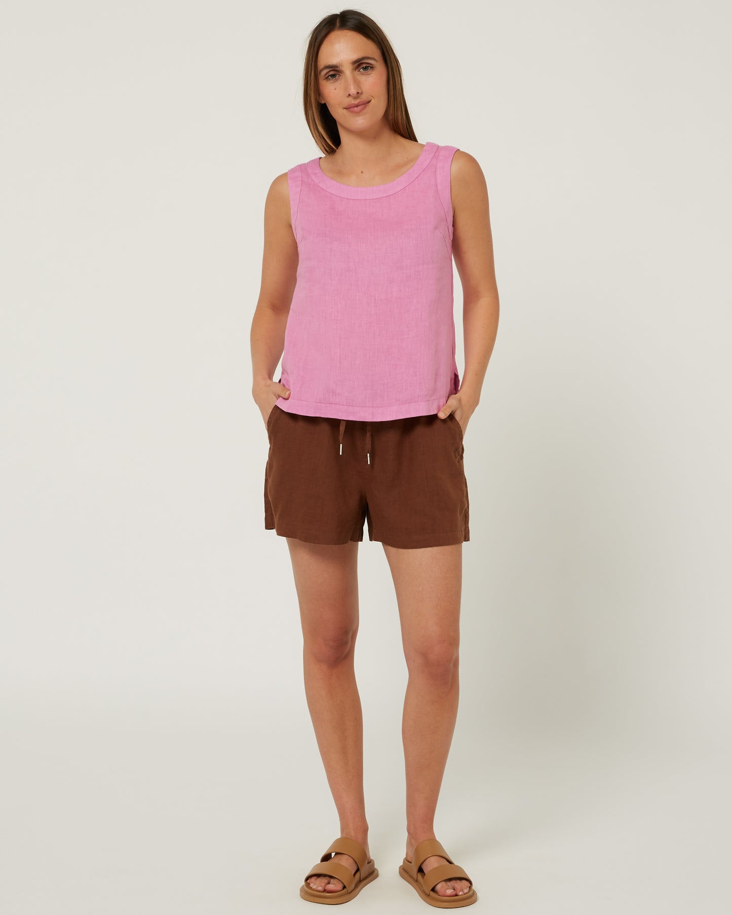Pilbara - Women's Gabriella Linen Singlet - Crocus