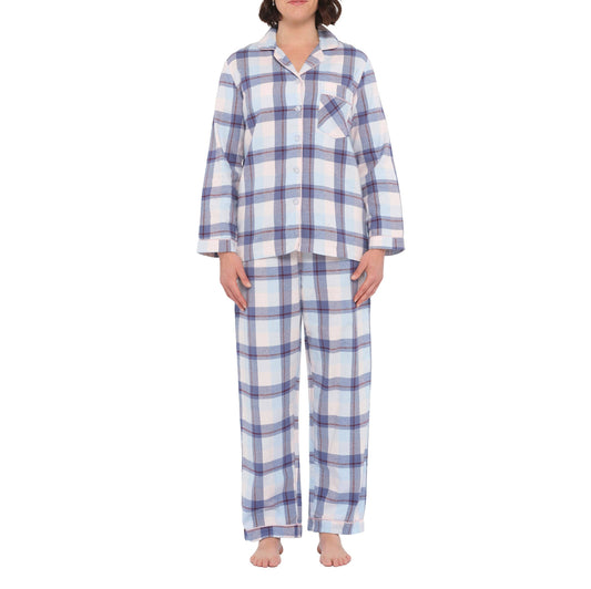 Magnolia Lounge - Flannelette Cotton Pyjama Set - Blue Horizon
