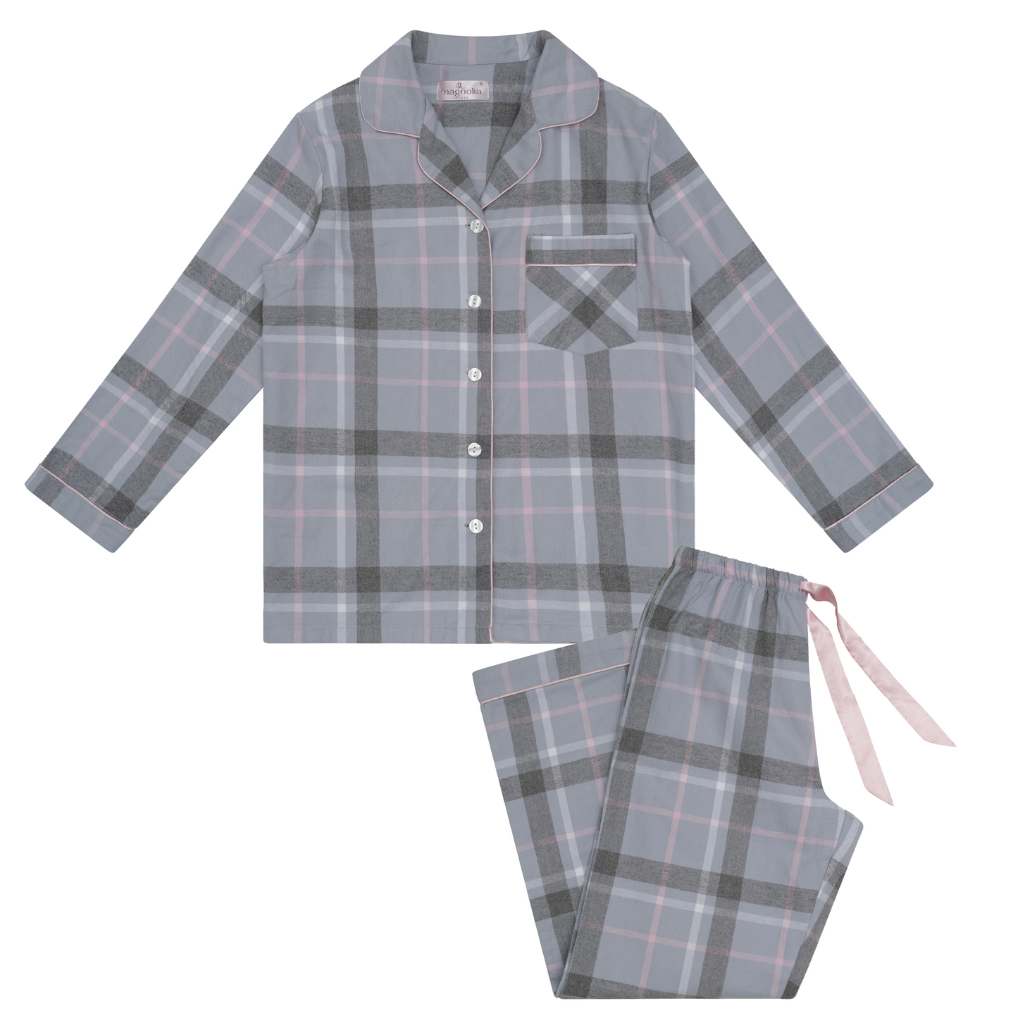 Magnolia Lounge - Flannelette Cotton Pyjama Set - Moss Check