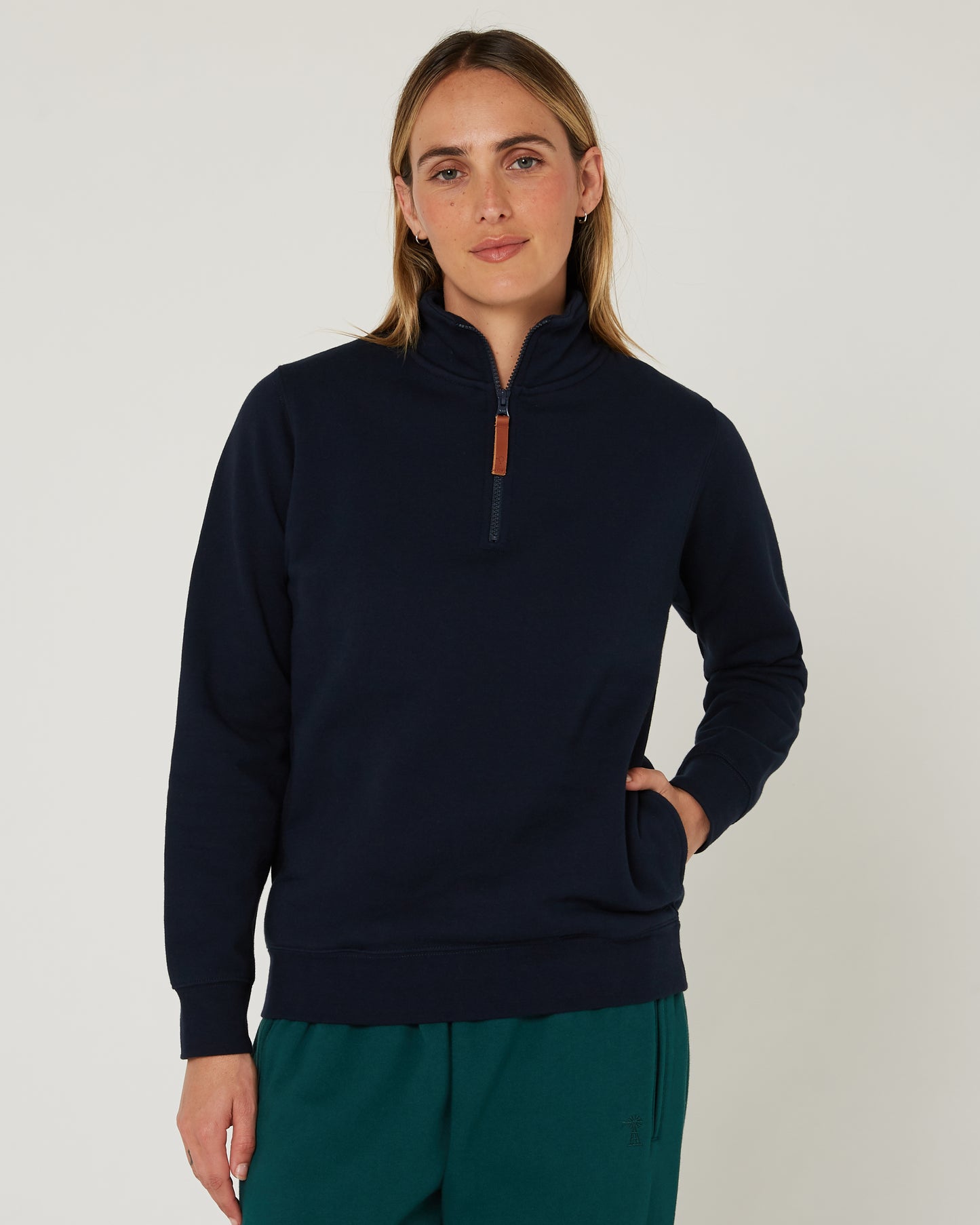 Pilbara - Womens Zipper C/F Fleece Pullover - French Navy