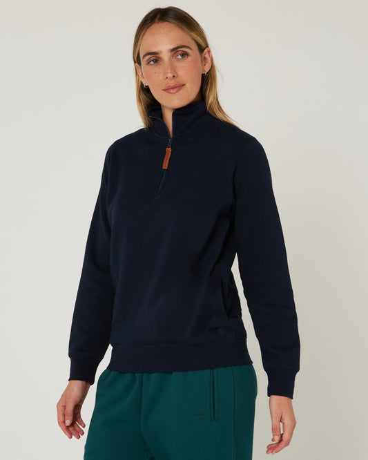 Pilbara - Womens Zipper C/F Fleece Pullover - French Navy