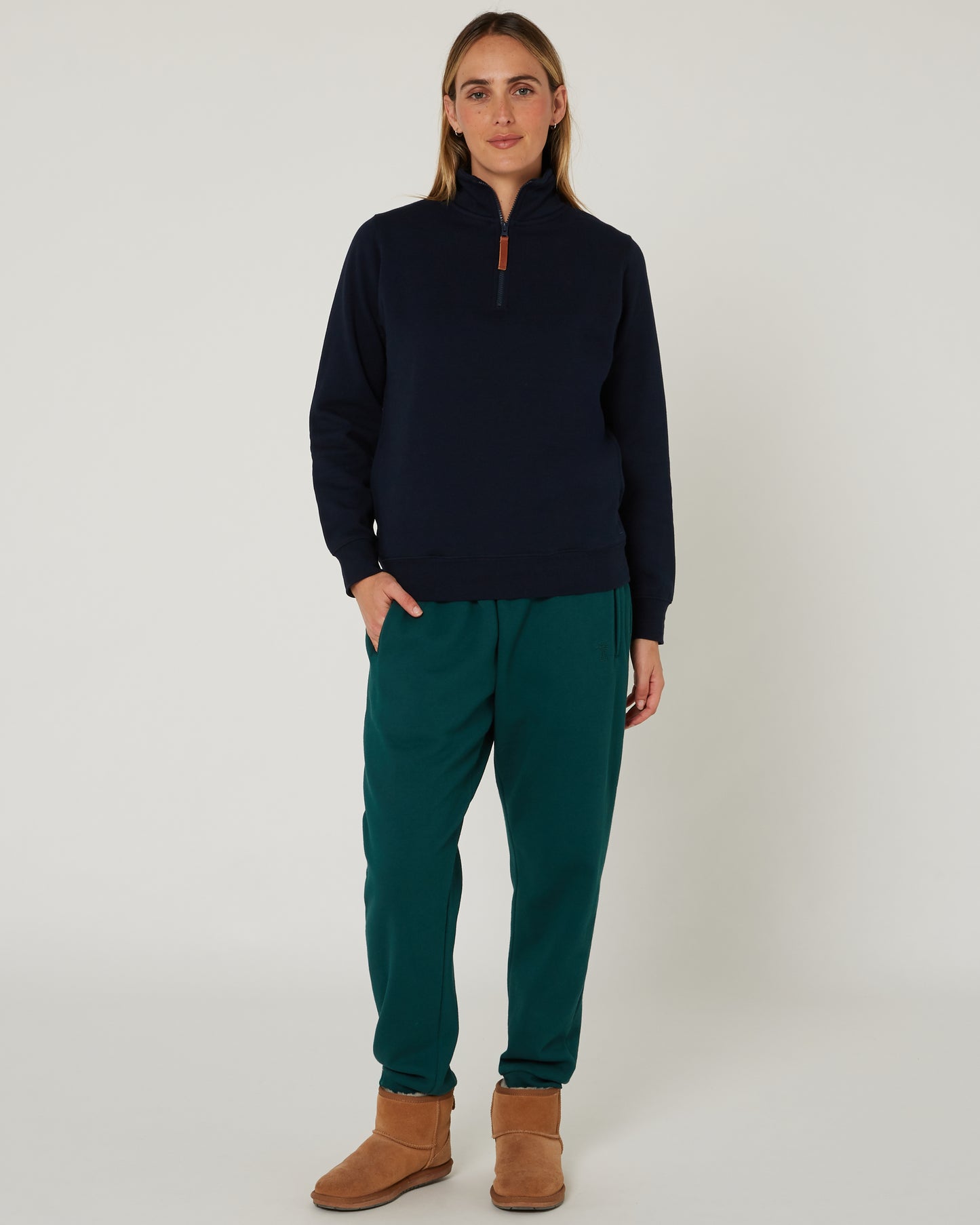 Pilbara - Womens Zipper C/F Fleece Pullover - French Navy