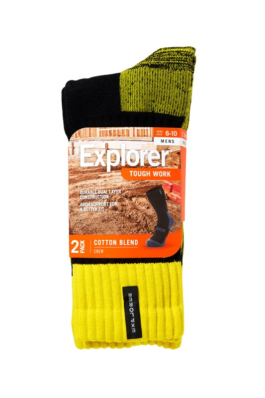 Bonds - Explorer Tough Work Crew Sock - 2 Pack - Yellow/Black