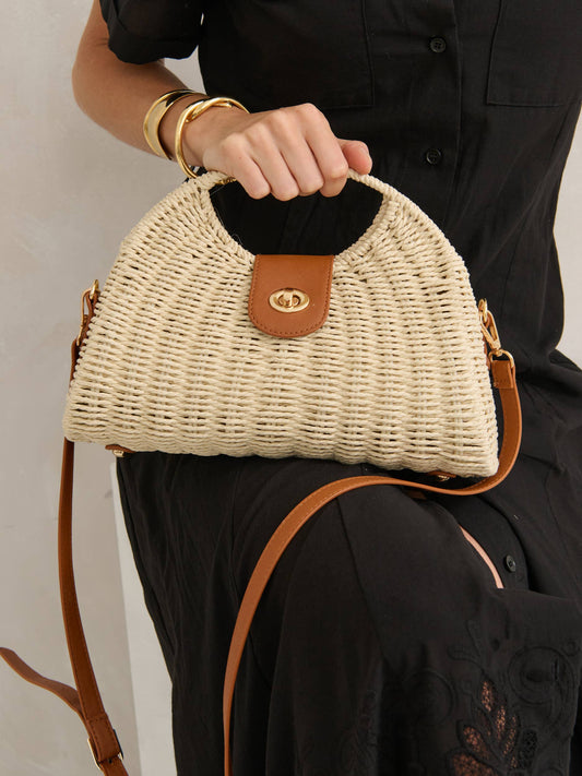 Angels Whisper Accessories - Maggie Summer Straw Bag - Beige