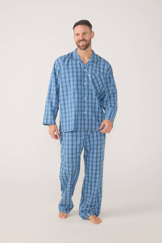 Contare - Men’s Flannelette Long Sleeve Pyjama Set - Blue