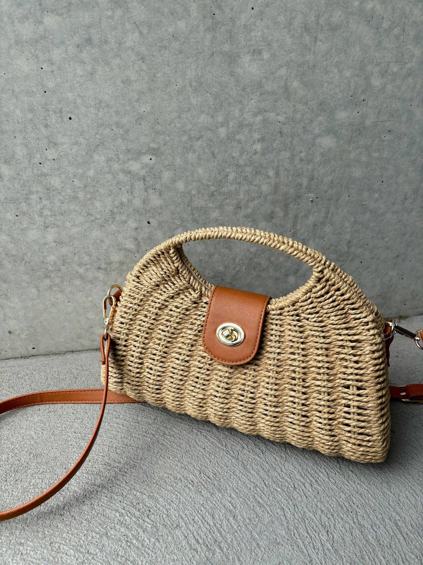 Angels Whisper Accessories - Maggie Summer Straw Bag - Tan