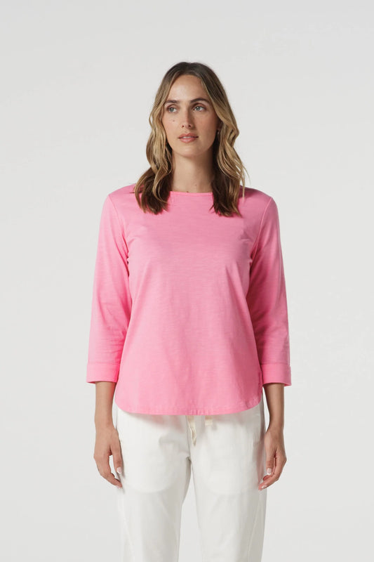 Goondiwindi Cotton - Classic Cotton 3/4 Sleeve Tee - Pink Cosmos