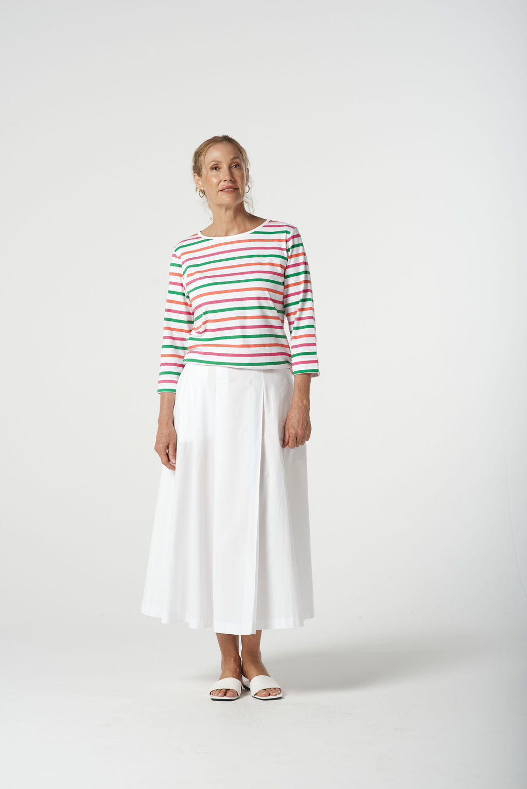 Goondiwindi Cotton - Multi Stripe Tee - Kelly Green