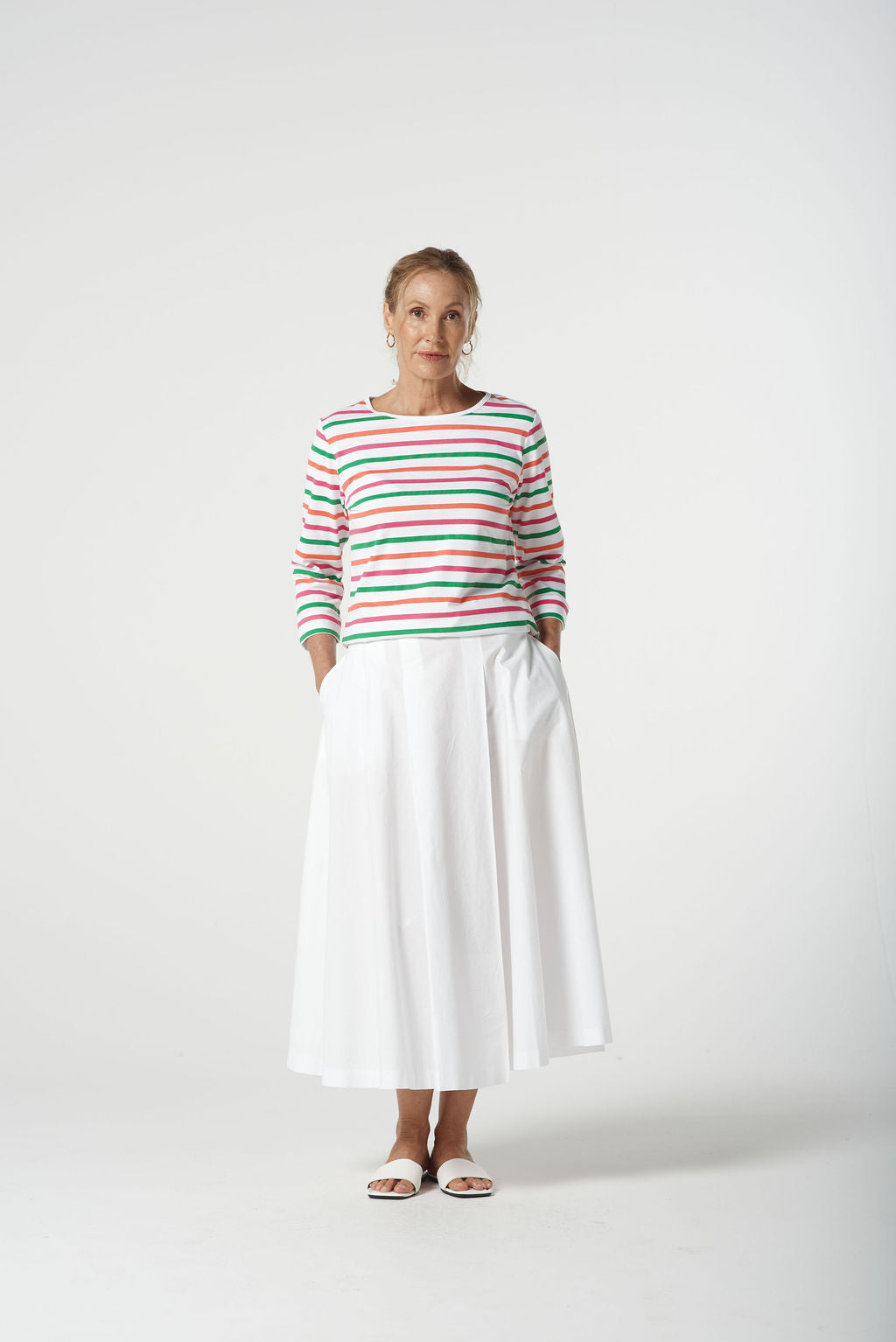 Goondiwindi Cotton - Multi Stripe Tee - Kelly Green