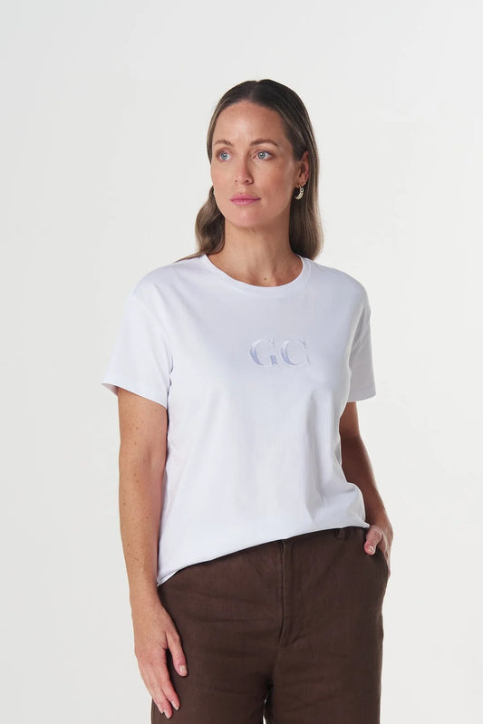 Goondiwindi Cotton - GC logo Embroidered Tee - White