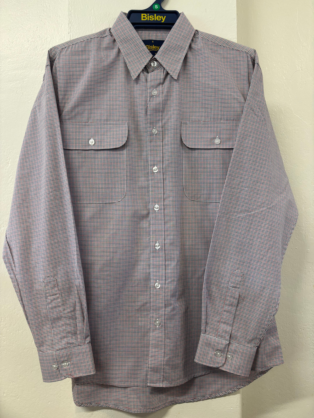 Bisley - Casual Long Sleeve Shirt - Thin Navy/White/Red Check