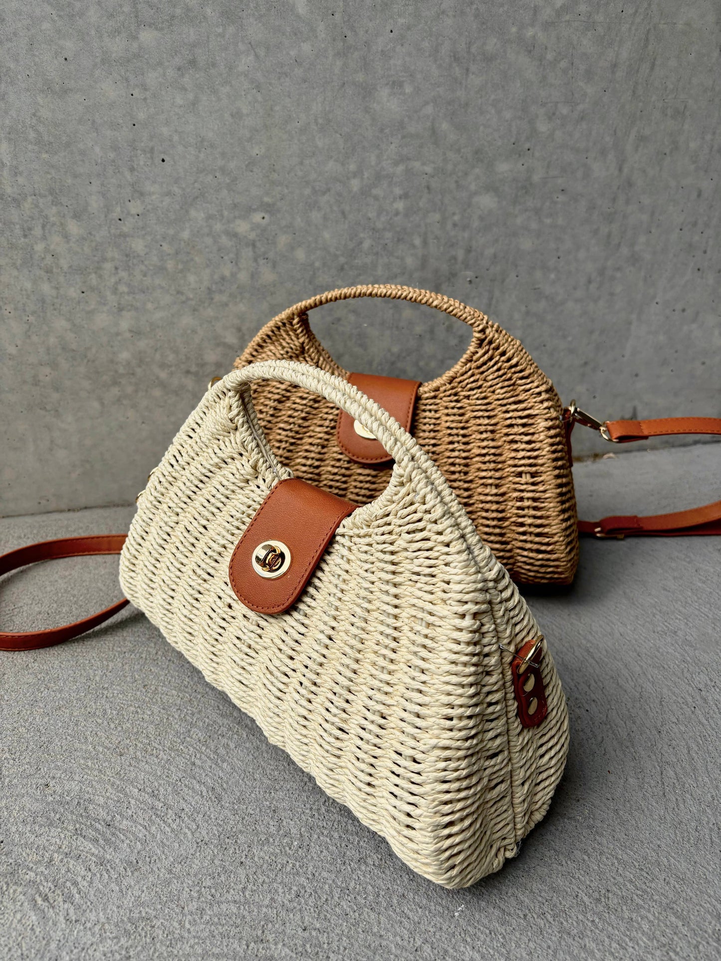 Angels Whisper Accessories - Maggie Summer Straw Bag - Tan