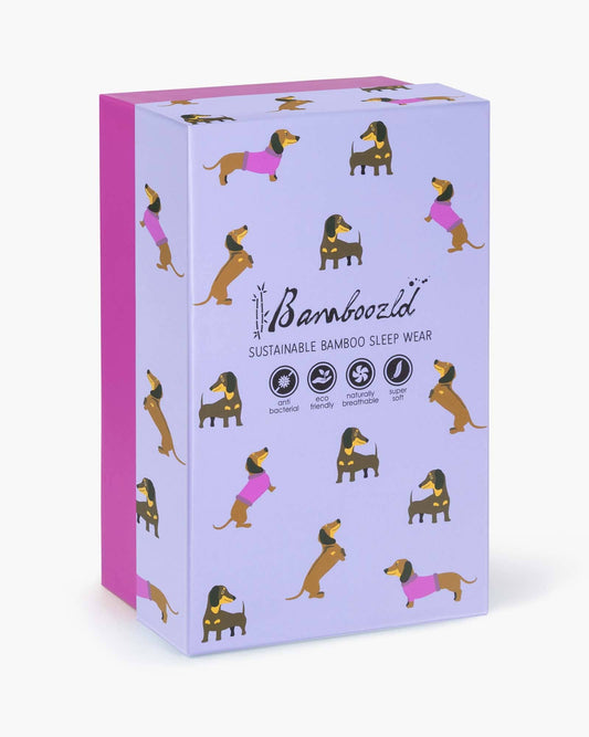 Bamboozld - Womens Dachshund Dreaming Short & Sock Gift Set - Lilac