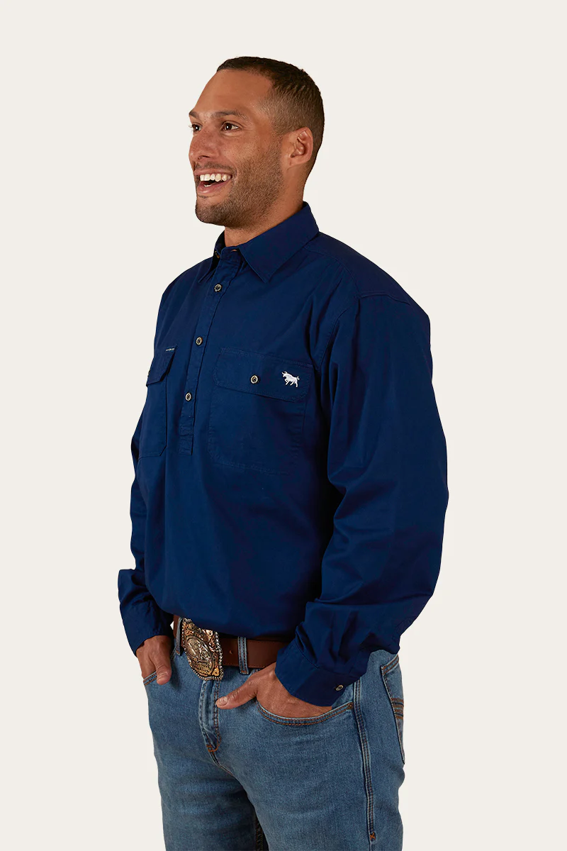 Ringers Western - Mens Closed Front Work Shirt - King River - Navy Blue