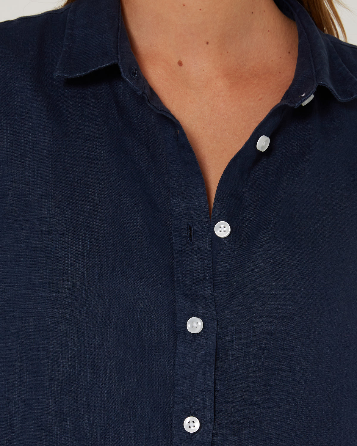 Pilbara-  Womens Florence Classic Linen Long Sleeve Shirt - Navy