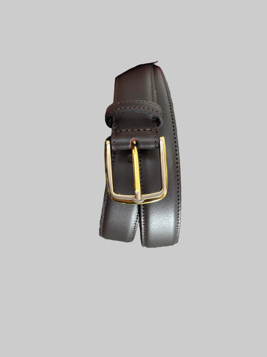 Le Serge - Brown Single Stitch Detail - Gold Coloured Buckle - 651884