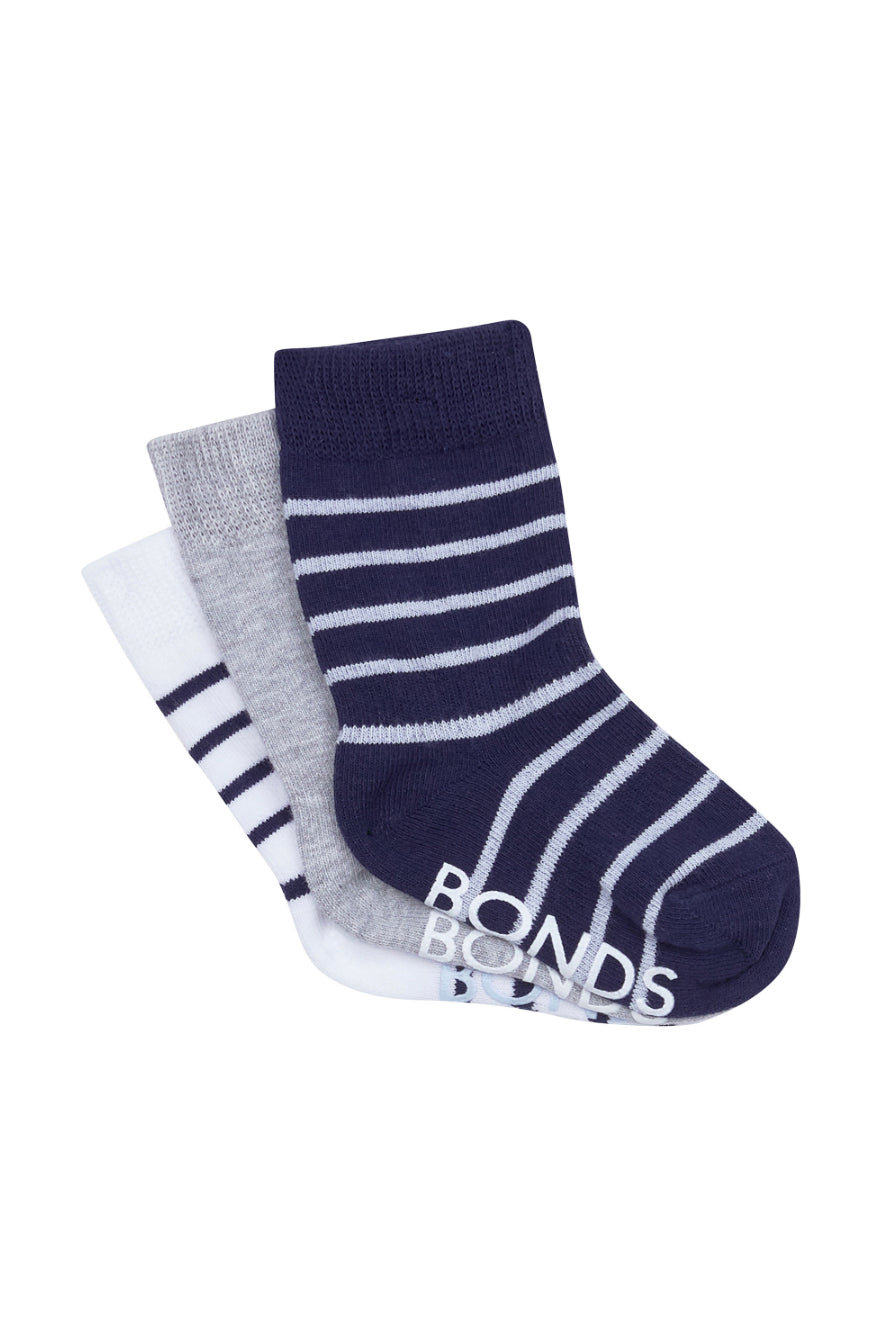 Bonds - Infant stay on Crew 3 pack - Navy/Grey/White