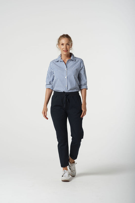 Goondiwindi Cotton - 3/4 Sleeve - Striped Shirt - Blue Jasper