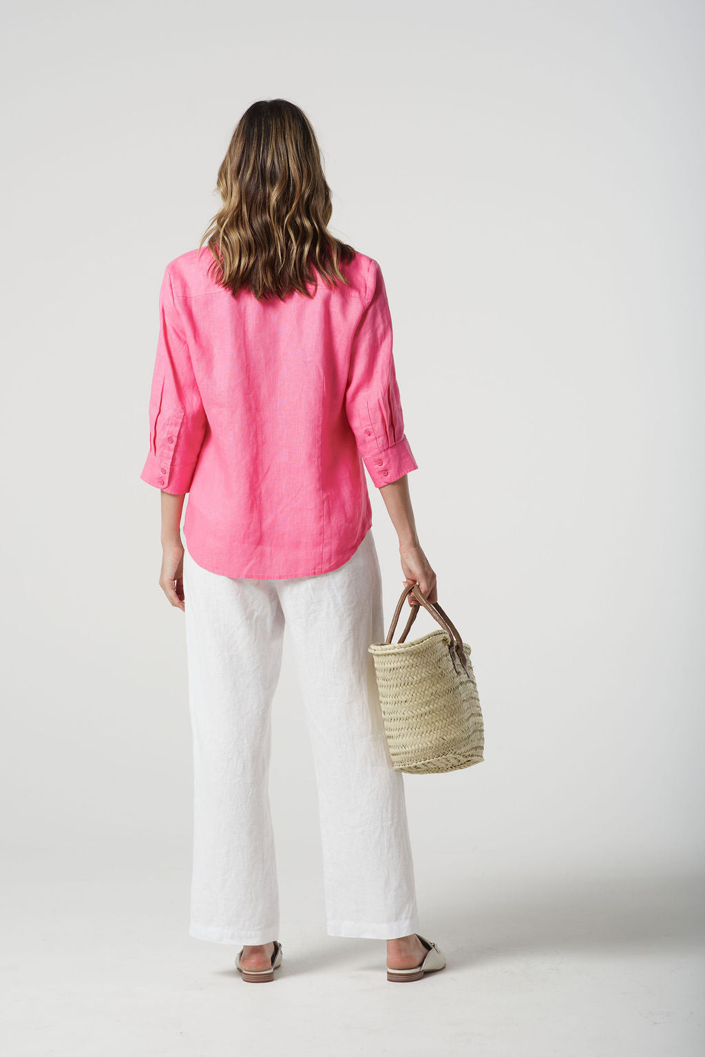 Goondiwindi Cotton - 3/4 Sleeve Frill Shirt - Pink Cosmos