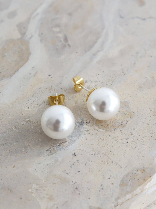 Angels Whisper Accessories - Marisol Glass Pearl 18K Gold Plated Earrings