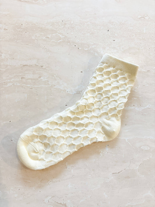 Angels Whisper Accessories - Hive Textured Winter Socks - White