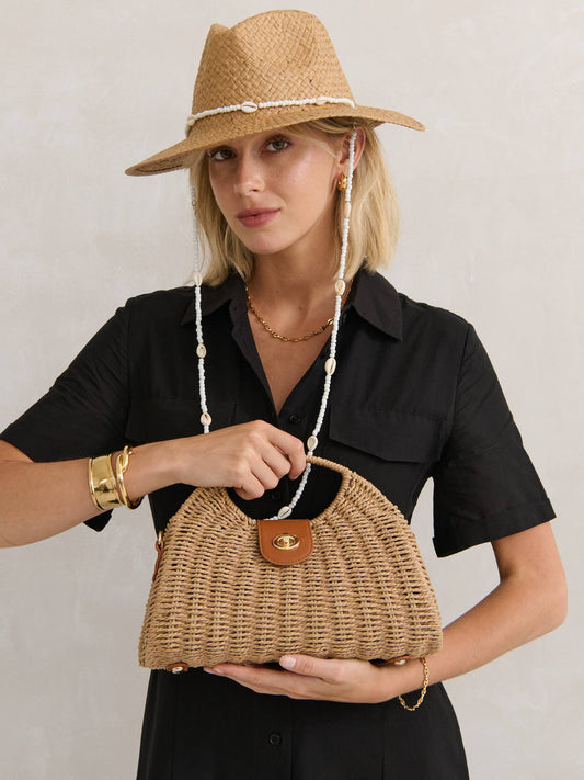 Angels Whisper Accessories - Maggie Summer Straw Bag - Tan