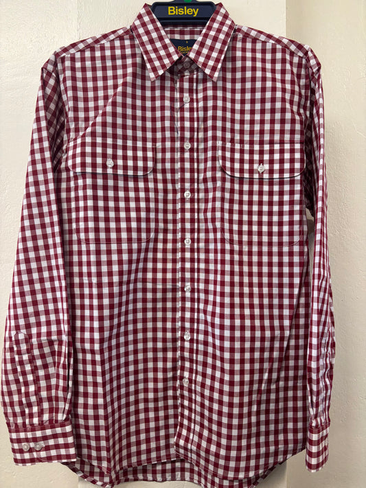Bisley - Casual Long Sleeve Shirt - Red /White Check