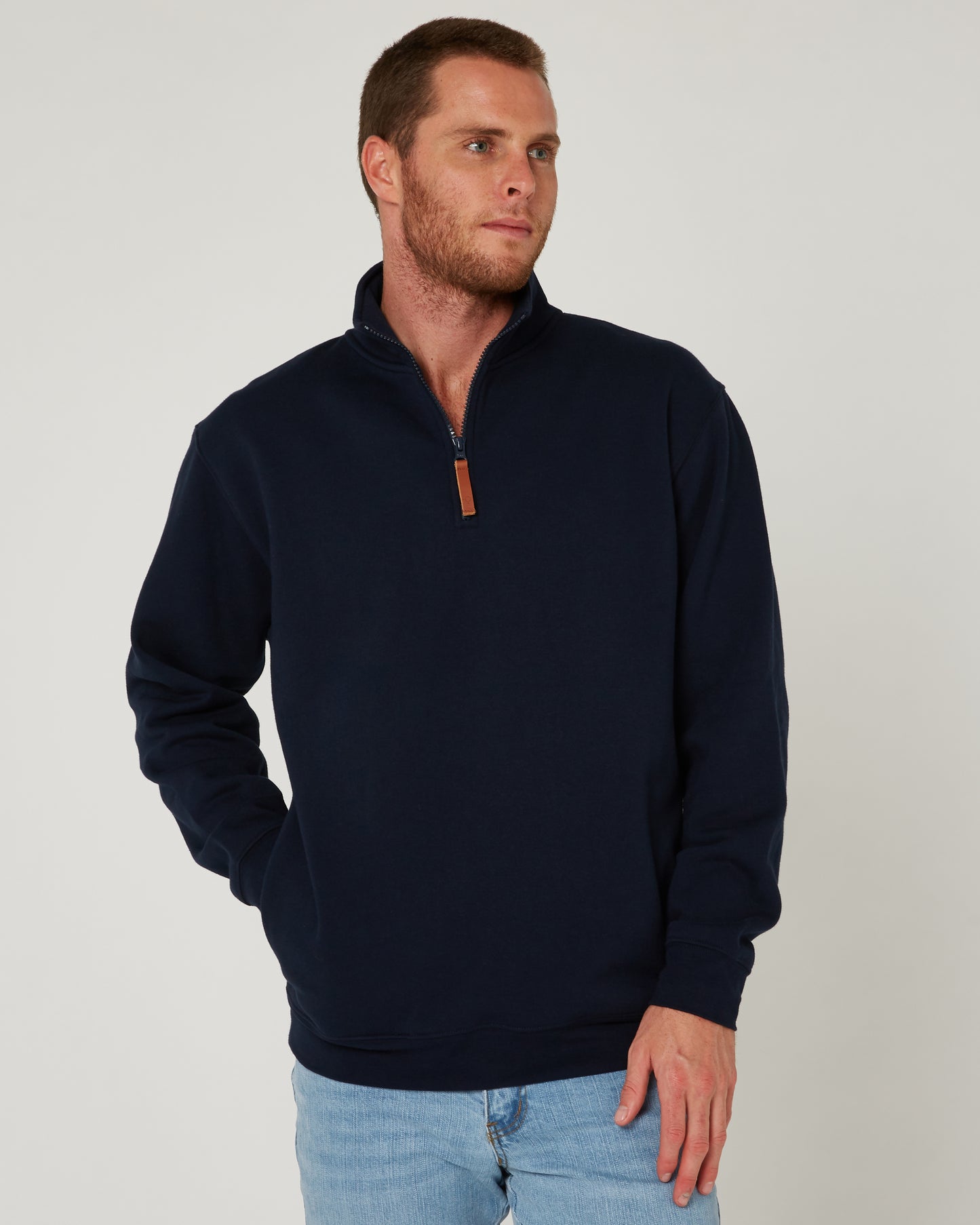 Pilbara - Pilbara Mens Zipper C/F Fleece Pullover - Navy