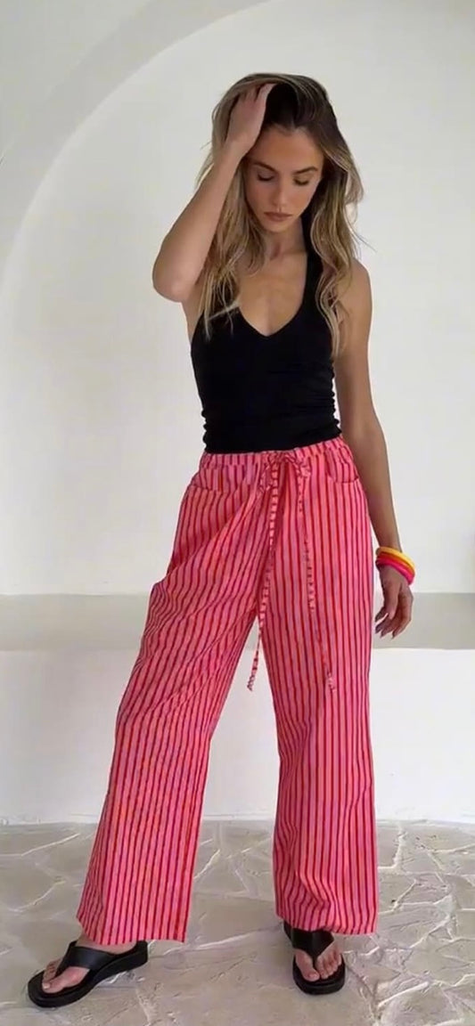 White Poetry - Candy Stripe Pant - Pink/Red