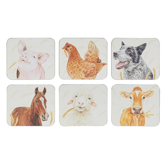 Ashdene - Farmyard Faces Coaster Set - 6 Pack