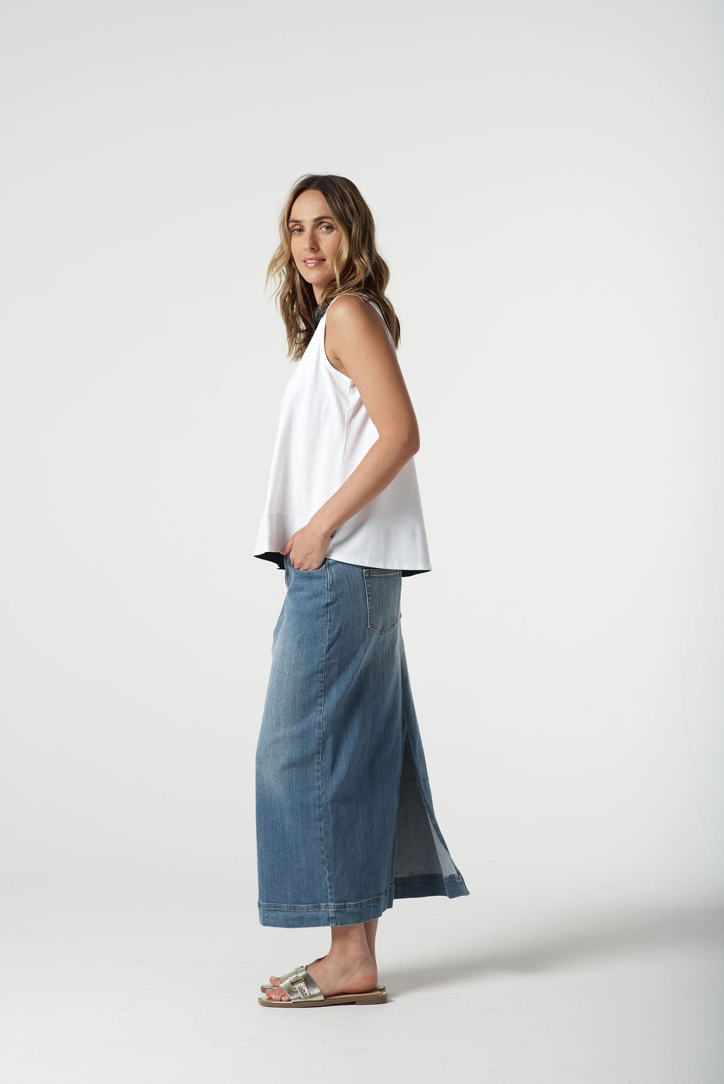 Goondiwindi Cotton - Denim Maxi Skirt - Light Blue