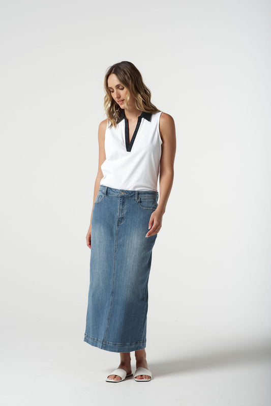 Goondiwindi Cotton - Denim Maxi Skirt - Light Blue