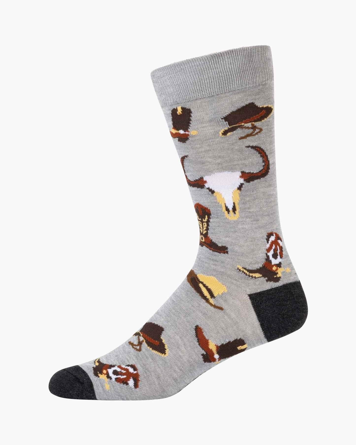 Bamboozld - Mens Cowboy Boots & Spurs Bamboo Sock - Grey