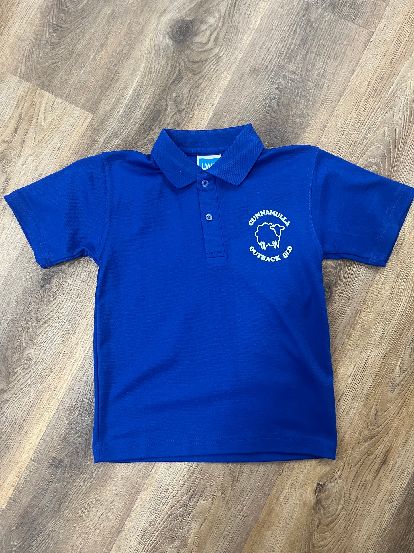 LW REID - Coats CB Plain S/S Polo - Royal with Cunnamulla Transfer