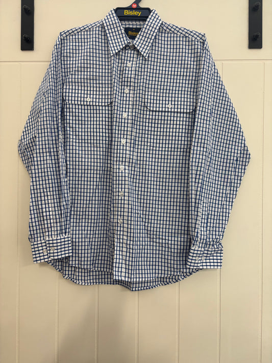 Bisley - Casual Long Sleeve Shirt - Navy/White Check