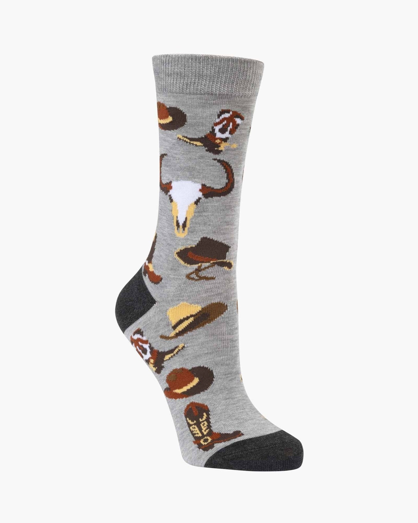Bamboozld - Womens Cowboy Boots & Spurs Bamboo Sock - Grey