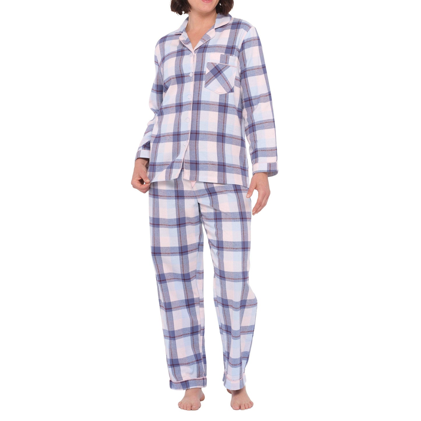 Magnolia Lounge - Flannelette Cotton Pyjama Set - Blue Horizon