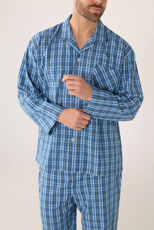 Contare - Men’s Flannelette Long Sleeve Pyjama Set - Blue